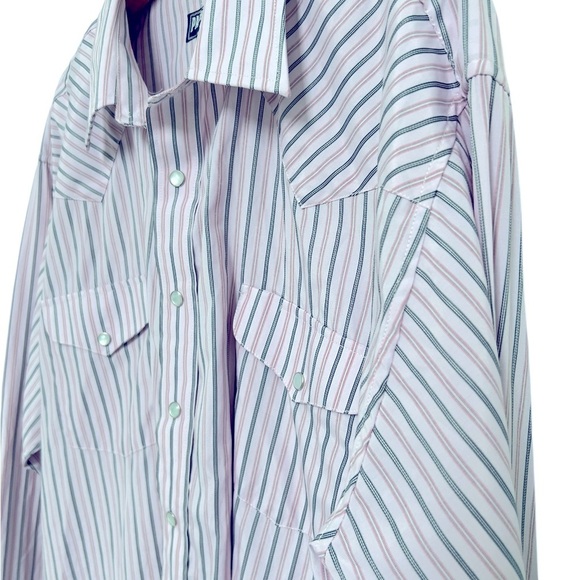 Panhandle Men’s Stripe Pearl Snap Western Shirt Size 18 36 - Picture 2 of 7